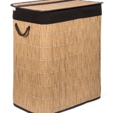 G21-es 105 literes szennyeskosár elválasztókkal, rattan utánzat, barna betéttel