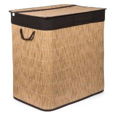 G21-es 150 literes szennyeskosár elválasztókkal, rattan utánzat, barna betéttel