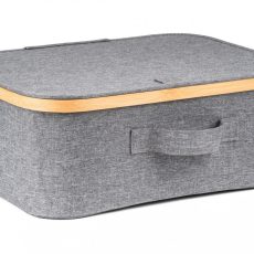 Tárolódoboz G21 40 x 30 x 15 cm, bambusz, fedéllel, szürke