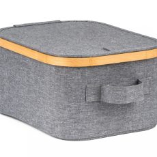 Tárolódoboz G21 24 x 30 x 15 cm, bambusz fedéllel, szürke