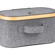 Tárolódoboz G21 30 x 15 x 15 cm, bambusz fedéllel, szürke