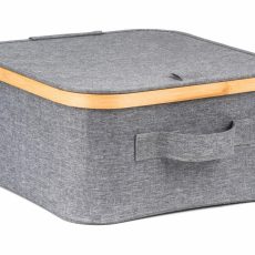 Tárolódoboz G21 30 x 30 x 15 cm, bambusz fedéllel, szürke