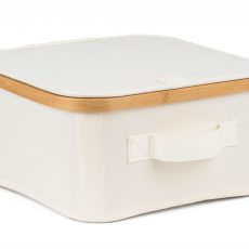 Tárolódoboz G21 30 x 30 x 15 cm, bambusz fedéllel, bézs