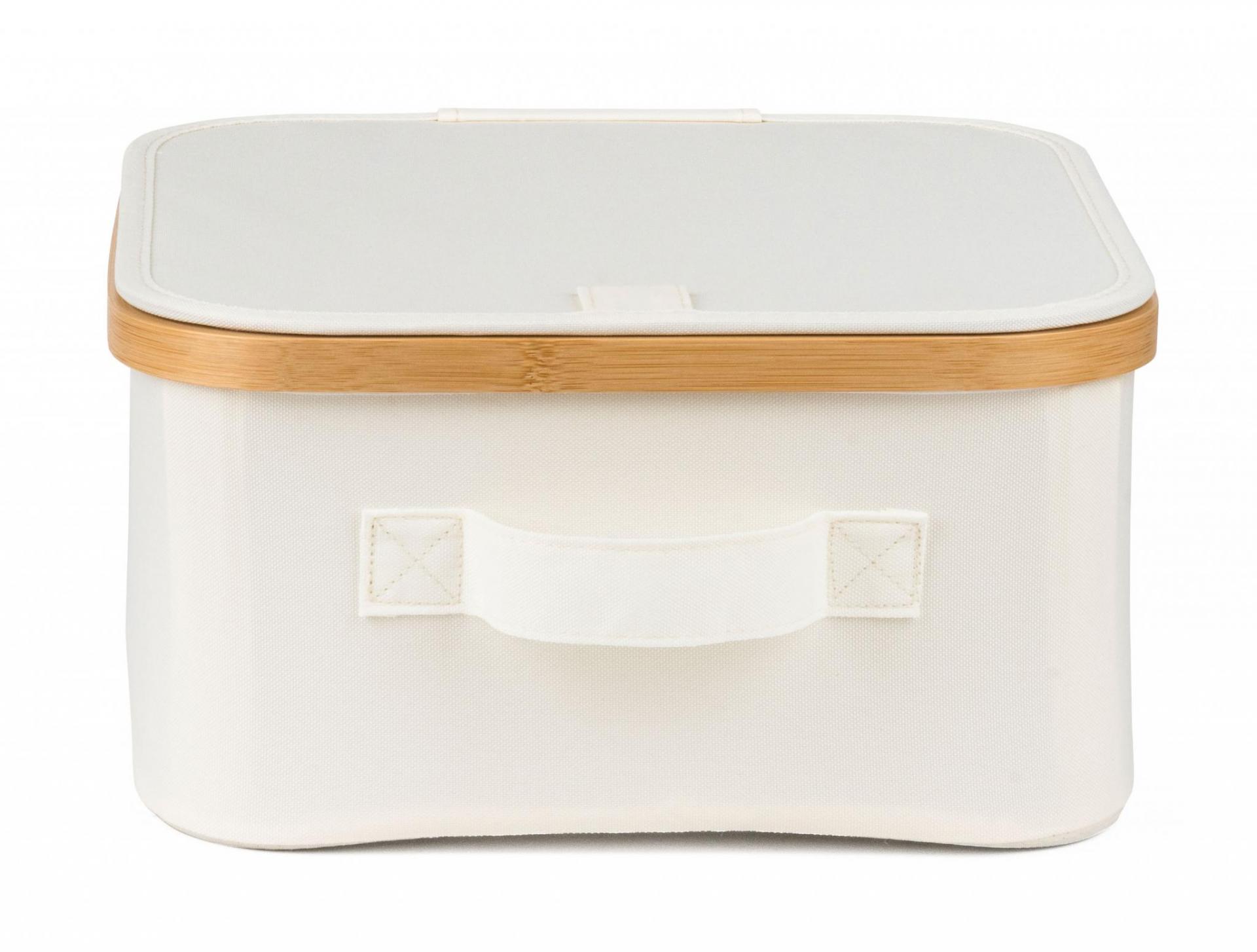 Tárolódoboz G21 30 x 30 x 15 cm, bambusz fedéllel, bézs - Image 2