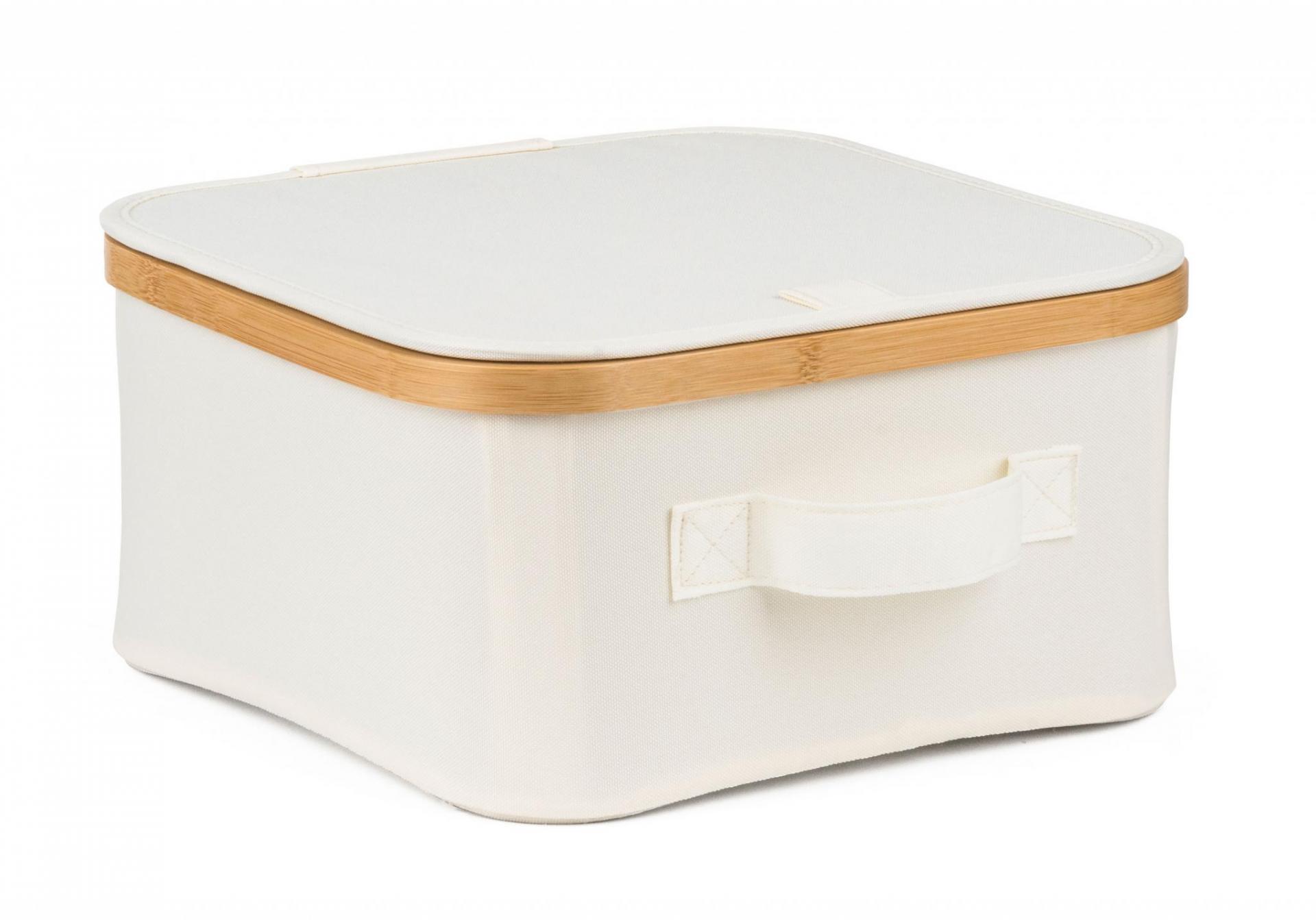 Tárolódoboz G21 30 x 30 x 15 cm, bambusz fedéllel, bézs - Image 3