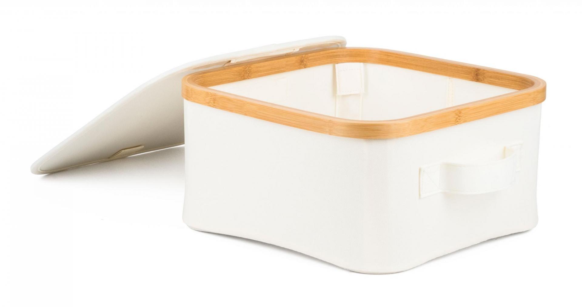 Tárolódoboz G21 30 x 30 x 15 cm, bambusz fedéllel, bézs - Image 4