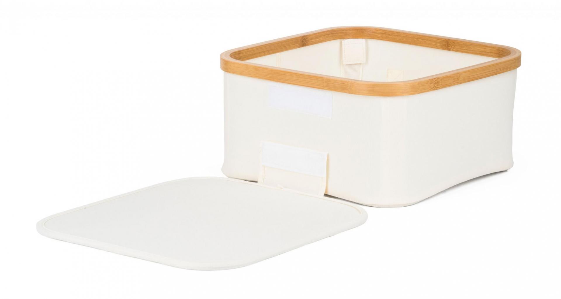 Tárolódoboz G21 30 x 30 x 15 cm, bambusz fedéllel, bézs - Image 5