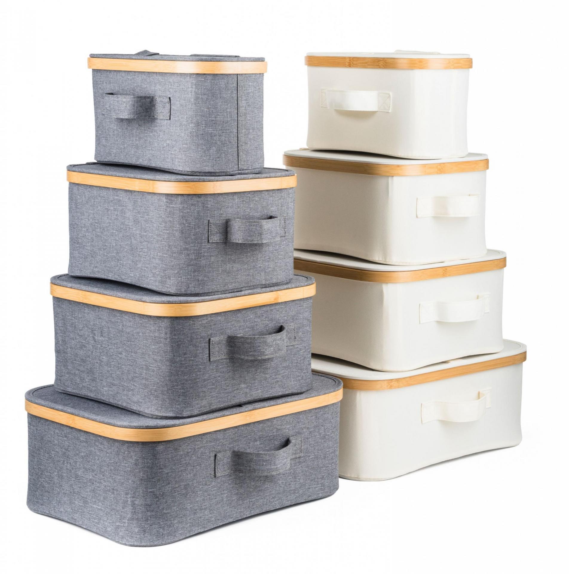 Tárolódoboz G21 30 x 30 x 15 cm, bambusz fedéllel, bézs - Image 12