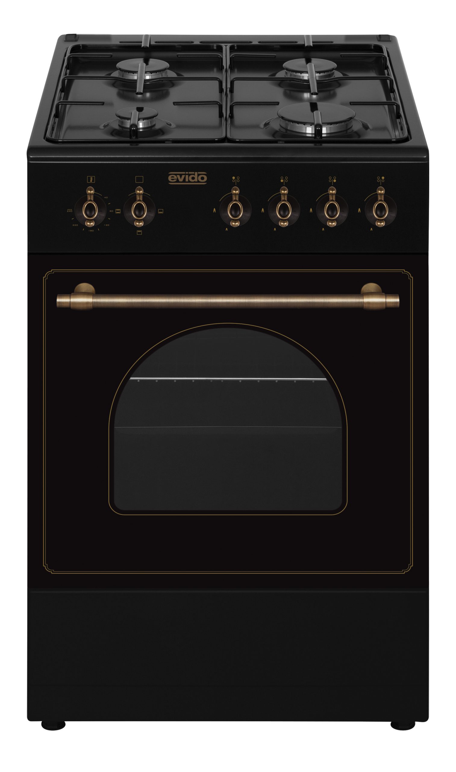 Evido Free GE55A rusztikus szabadonálló gáztűzhely elektromos sütő, 48 l, antracit/bronz - FOGE55A-2