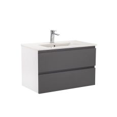 Vario Pull 80 fürdőszobai függesztett alsó szekrény mosdóval, fehér-antracit színben - Vario056