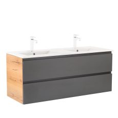 Vario Pull 120 fürdőszobai függesztett alsó szekrény mosdóval, tölgy-antracit színben - Vario134