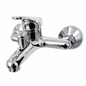 EuroStandard ECOLINE kádtöltő csaptelep - zuhanyszettel - fix falitartóval - KRÓM