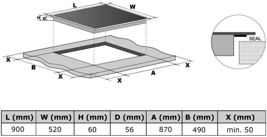 Kluge beépíthető indukciós főzőlap, 90cm - Image 3