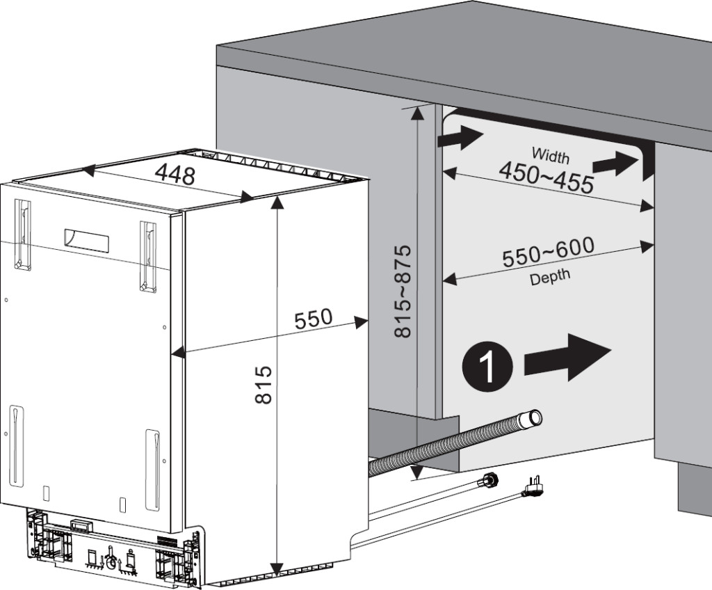Kluge beépíthető mosogatógép, 45 cm, időkijelző a padlón - Image 4