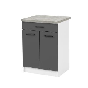 Praktik 60 alsó szekrény 2 ajtós 1 fiókos, fehér-antracit