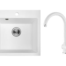 Laveo ALENA fehér szett álló csappal, helytakarékos szifonnal