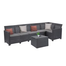 Claire VIII 6 személyes sarokgarnitúra párnatartós asztallal