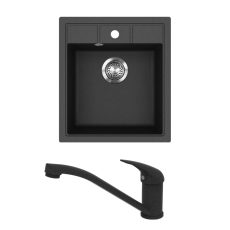 EVIDO Easy 45 gránit mosogató, 460 x 515 mm, antracit + EVIDO PINGUIN csaptelep, antracit