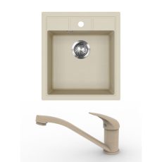 EVIDO Easy 45 gránit mosogató, 460 x 515 mm, bézs + EVIDO PINGUIN csaptelep, bézs