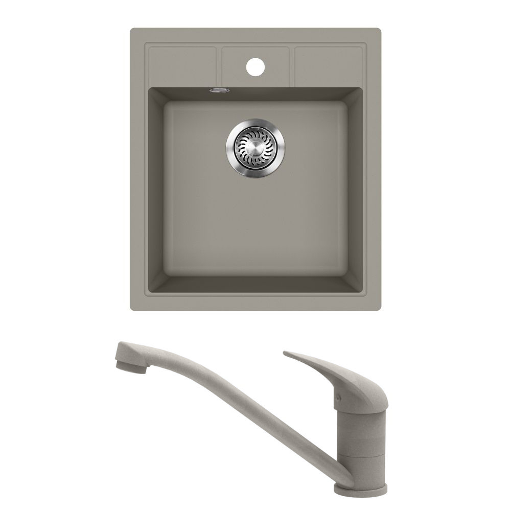 EVIDO Easy 45 gránit mosogató, 460 x 515 mm, platina + EVIDO PINGUIN csaptelep, platina