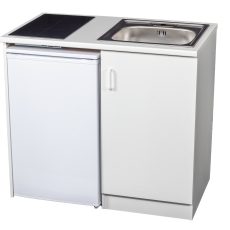 EVIDO WEEKEND minikonyha bal oldali hűtővel, kerámia főzőlappal, egymedencés rozsdamentes mosogatóval