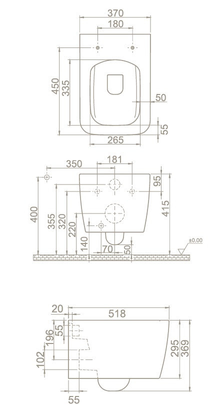 CeraStyle HERA fali WC - MATT BÉZS - BEÉPÍTETT bidé funkcióval - perem nélküli - Image 4