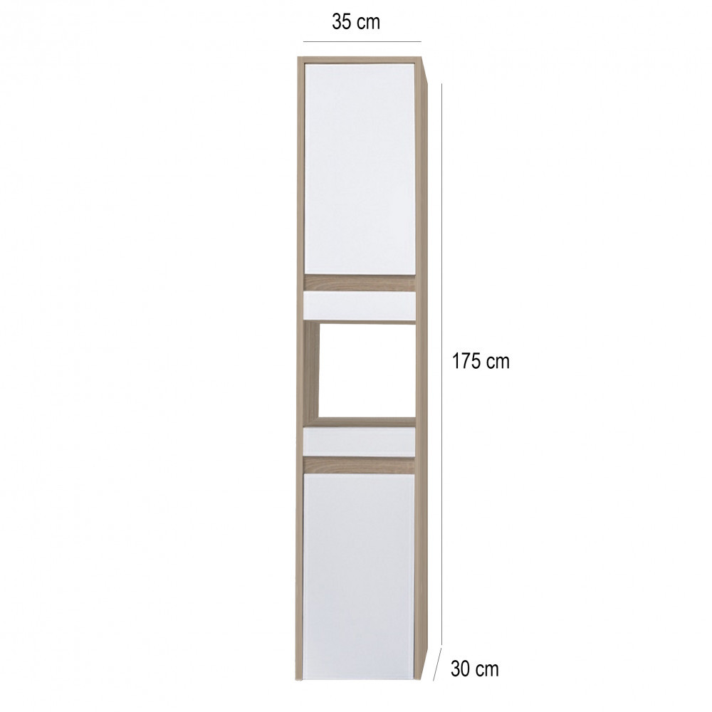 Luna oldalszekrény függesztett/álló kivitelben, Sonoma tölgy-Fehér, univerzális - Image 2