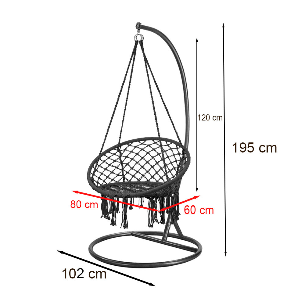 Cardenas függőfotel állvánnyal szürke-fehér - Image 3