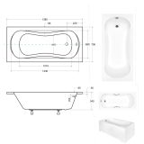 Besco Aria Prosafe egyenes akril fürdőkád 140x70 - Kisebb mélységű kád (34 cm) - WAA-140-PS - Image 2