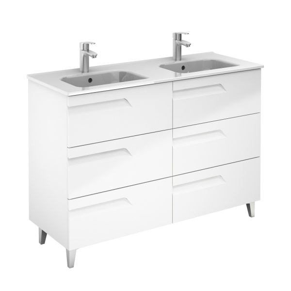 Bannio Vitale álló alsószekrény + Kyra mosdó + tükör + világítás 120 cm-es Fehér 72991-K