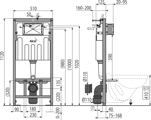 Alcaplast AM101/1120 Sádromodul - Falsík alatti szerelési rendszer száraz szereléshez (gipszkarton) - Image 2