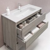 Bannio Sansa függesztett alsószekrény + Kyra mosdó + tükör + világítás 60 cm-es Sandy grey 71927-K - Image 3