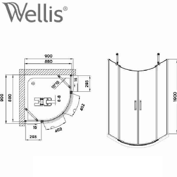 Wellis Scorpio Easy Clean íves zuhanykabin 90 x 90 x 190 cm WC00478 - Image 3