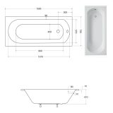 Besco Intrica Slim egyenes akril fürdőkád 150 x 75 cm - WAIN-150-SL - Image 4
