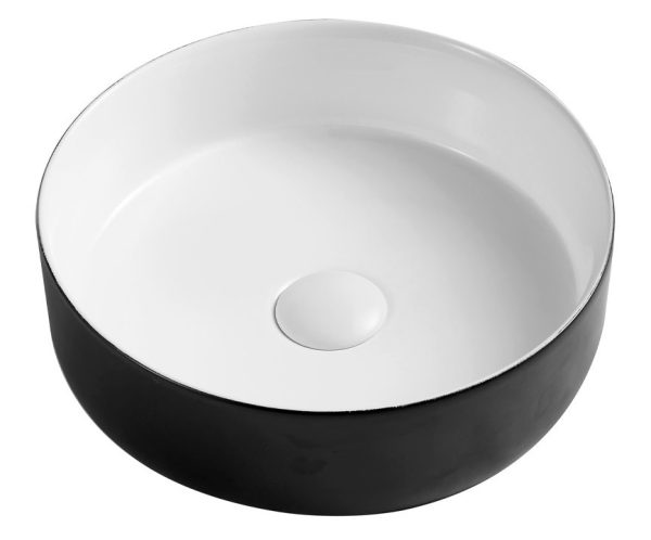 Wellis Rose B&W Matt pultra építhető kerek porcelán mosdó Ø35,5 × 11,7 cm WF00087