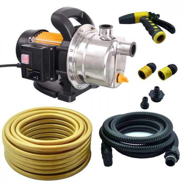 Riwall PRO REJP 1000 INOX SET Kerti szivattyú 1000 W szett tömlővel, csatlakozókkal