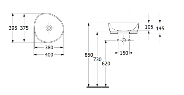 Villeroy & Boch Antao pultra ültethető mosdó 4A72 40R1 - Image 2