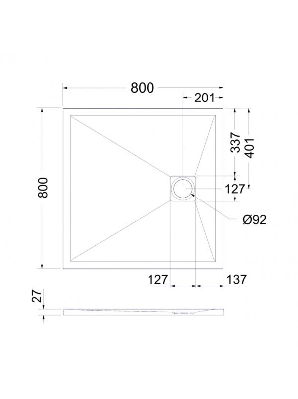 Aquatrend Zara öntött márvány kompozit zuhanytálca 80x80x2,9 cm - Image 2