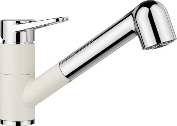 Blanco WEGA-S II SILGRANIT®-Look HD csaptelep kihúzható zuhanyváltós fejjel törtfehér/króm - 526982