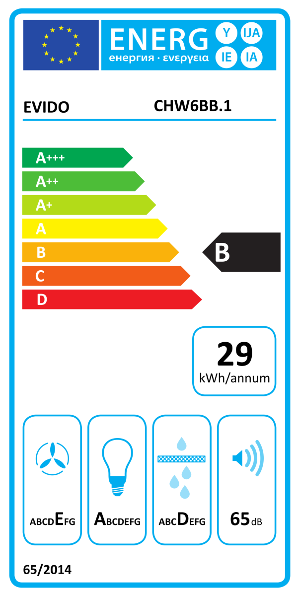 Evido TRICOL 60B fali kürtős páraelszívó 60 cm fekete - CHW6BB-1 - Image 3