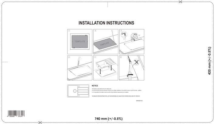 Evido EASY 45S csepptálcás gránit mosogató 760 x 440 x 170 mm  antracit - 105982BK - Image 2