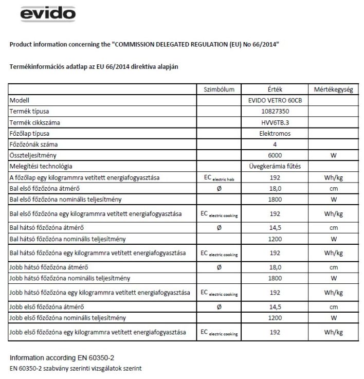 Evido VETRO 60CB üvegkerámia főzőlap 60 cm fekete - HVV6TB-4 - Image 2