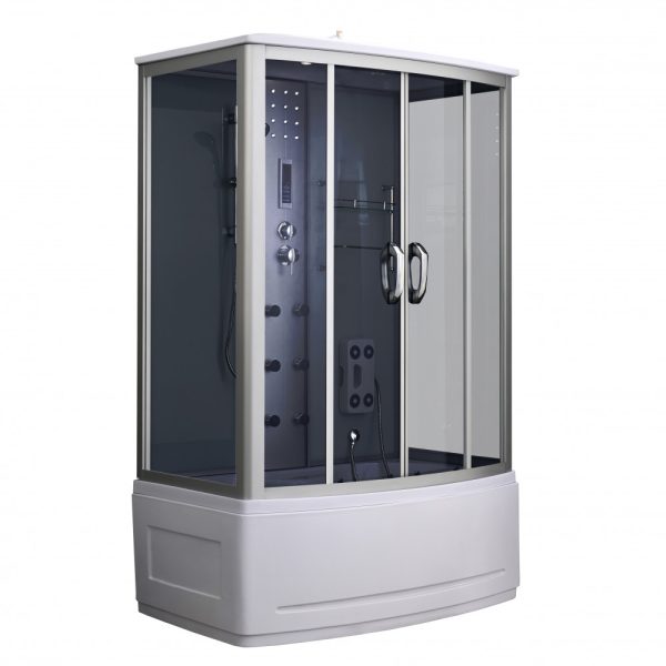 Emilia 85x135 cm szögletes hidromasszázs kádkabin elektronikával Black - HTSR-135B