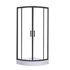 Spirit Clear 90x90 cm íves zuhanykabin zuhanytálcával fekete - SC90SB_AKI90ZT