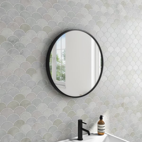 TMP IRON fürdőszobai tükör 80 cm - FEKETE keret - kerek - Image 2