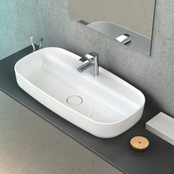 CeraStyle AQUA - PULTRA ültethető - Top Counter - porcelán mosdó - 80 x 40 cm - 077300-u - Image 3