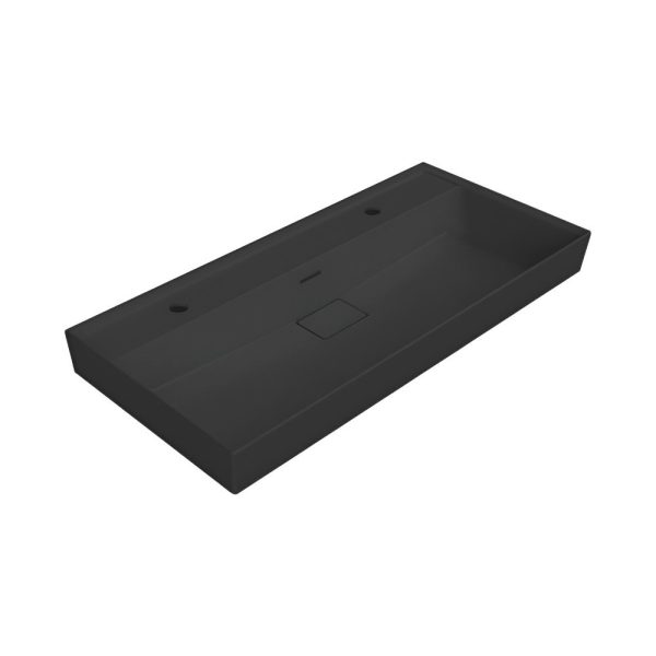 TMP LUX 100 fali fürdőszobabútor - CeraStyle SHARP FEKETE mosdóval - DUPLA csaplyukkal - 100 x 48 cm - Image 4