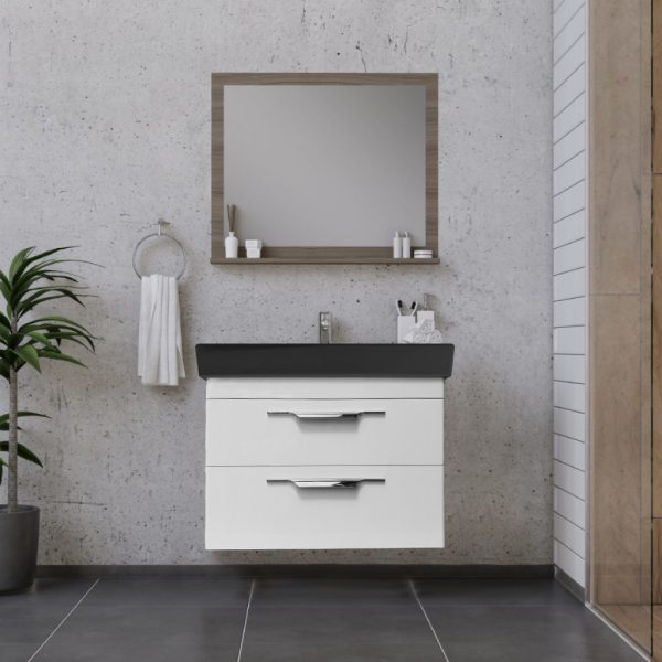 TMP LUX 60 fali fürdőszobabútor - CeraStyle SHARP FEKETE mosdóval - 60 x 48 cm - Image 3