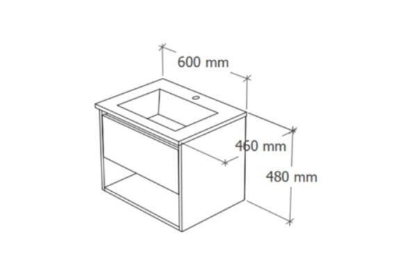 TMP NORD Craft 60 fali függesztett fürdőszobabútor - SKY E-8099-60 porcelán mosdóval- 61 x 46 cm - Image 5