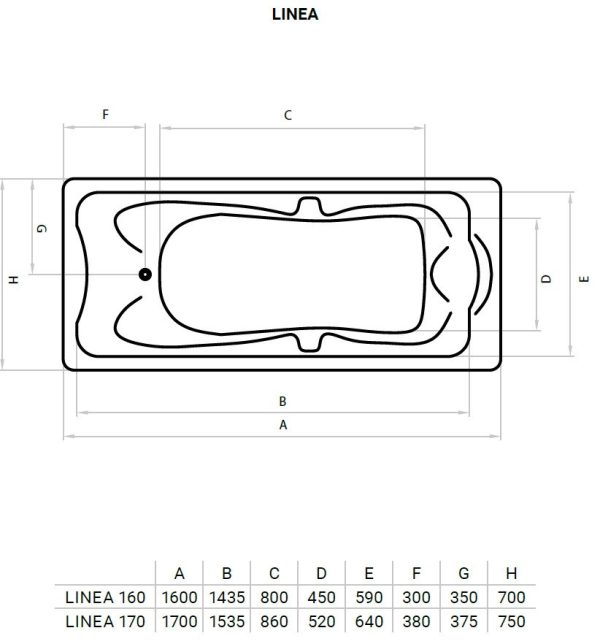 Favorit LINEA szaniter akril kád előlappal-oldallappal-állvánnyal 160 x 70 cm - Image 5